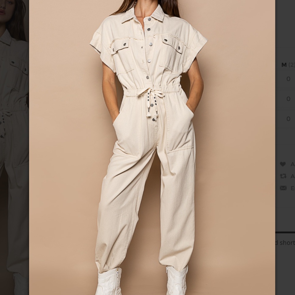POL Cream Jumpsuit